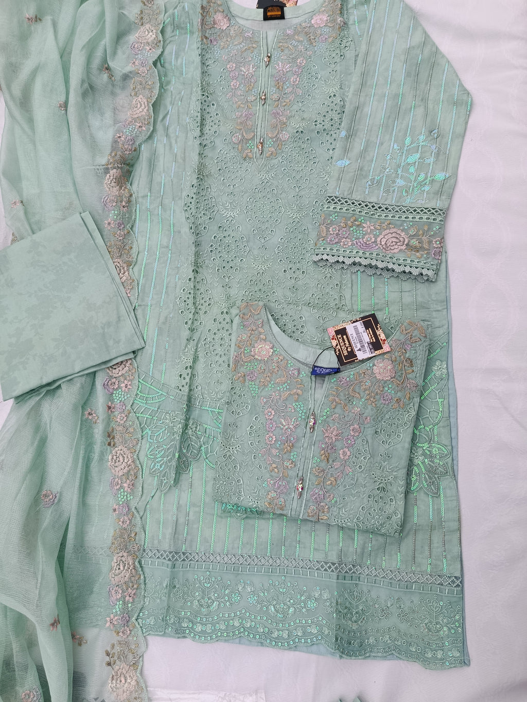 Chikankari embroidered 3 piece lawn