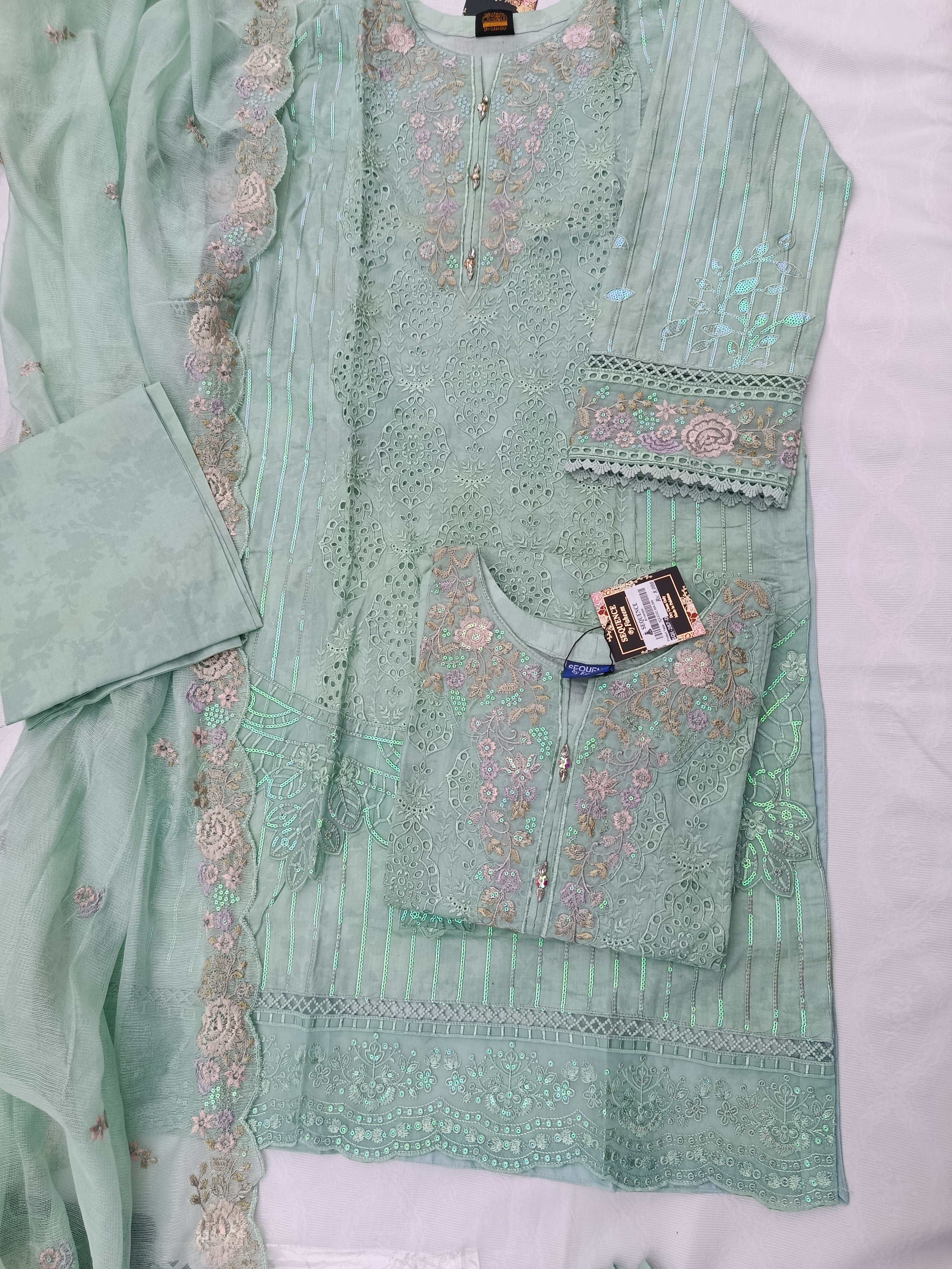 Chikankari embroidered 3 piece lawn