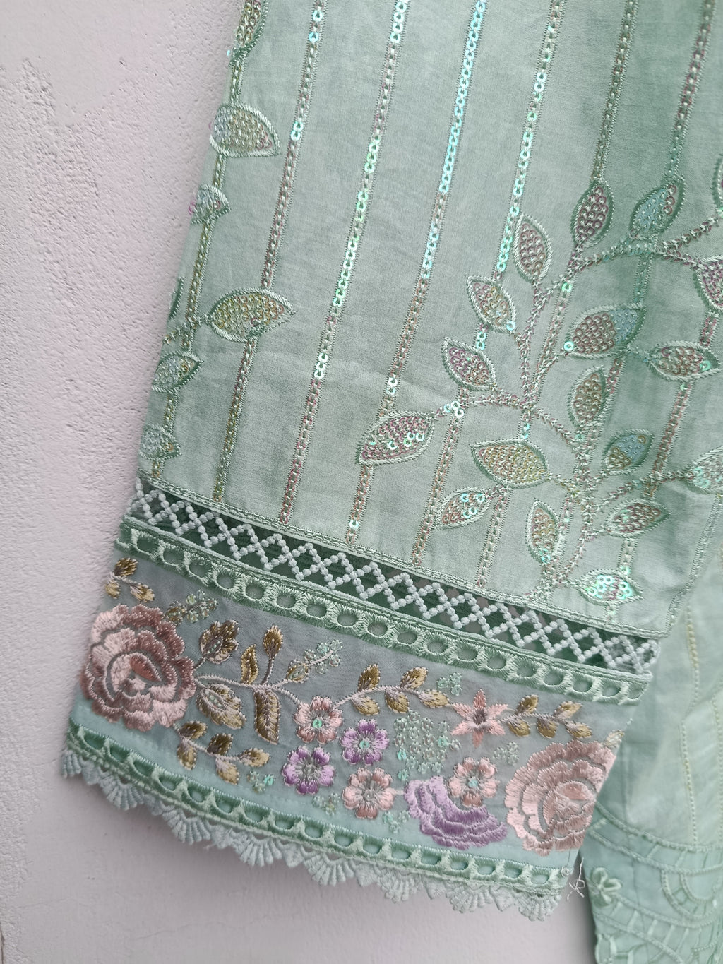 Chikankari embroidered 3 piece lawn