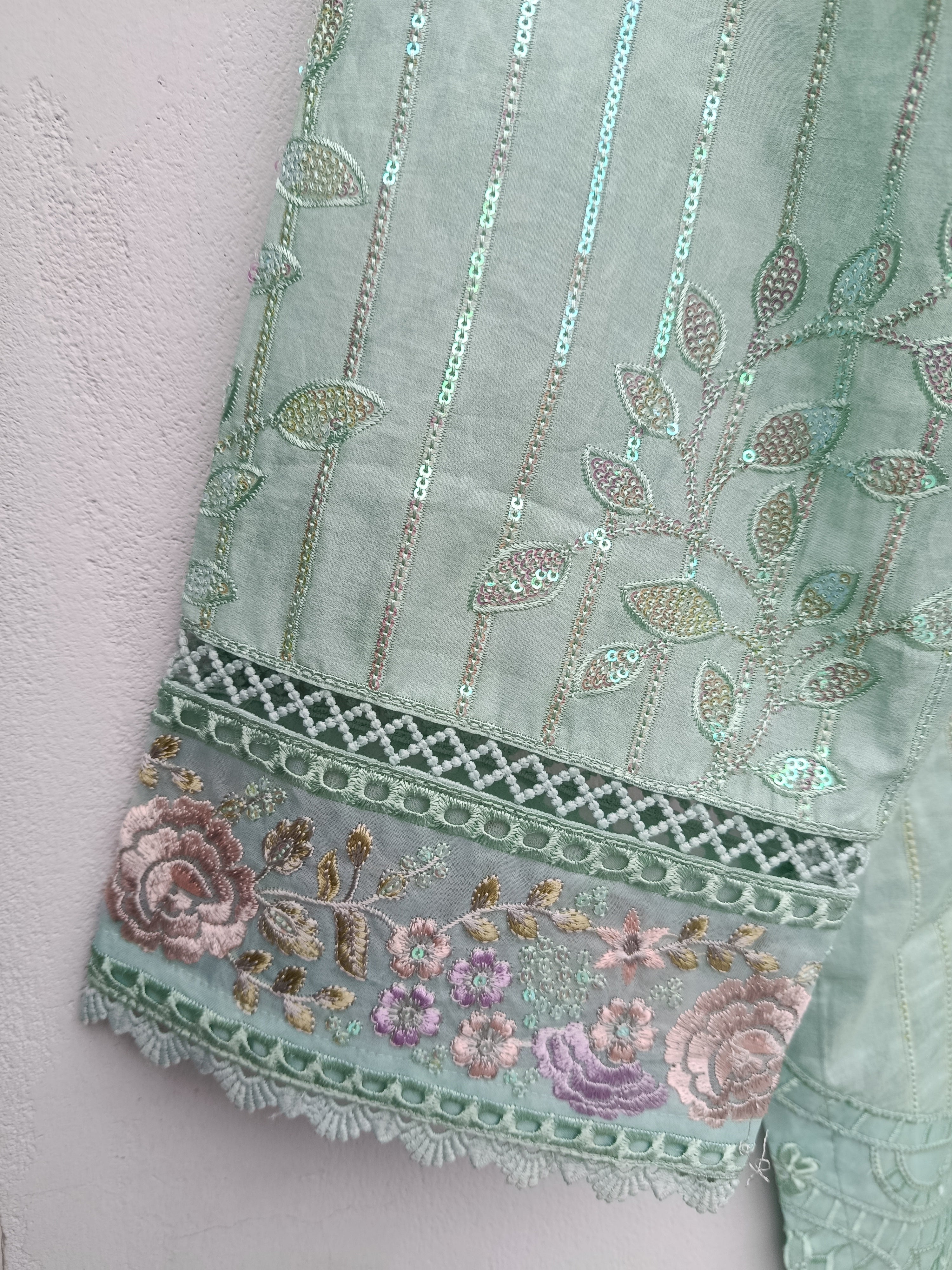 Chikankari embroidered 3 piece lawn