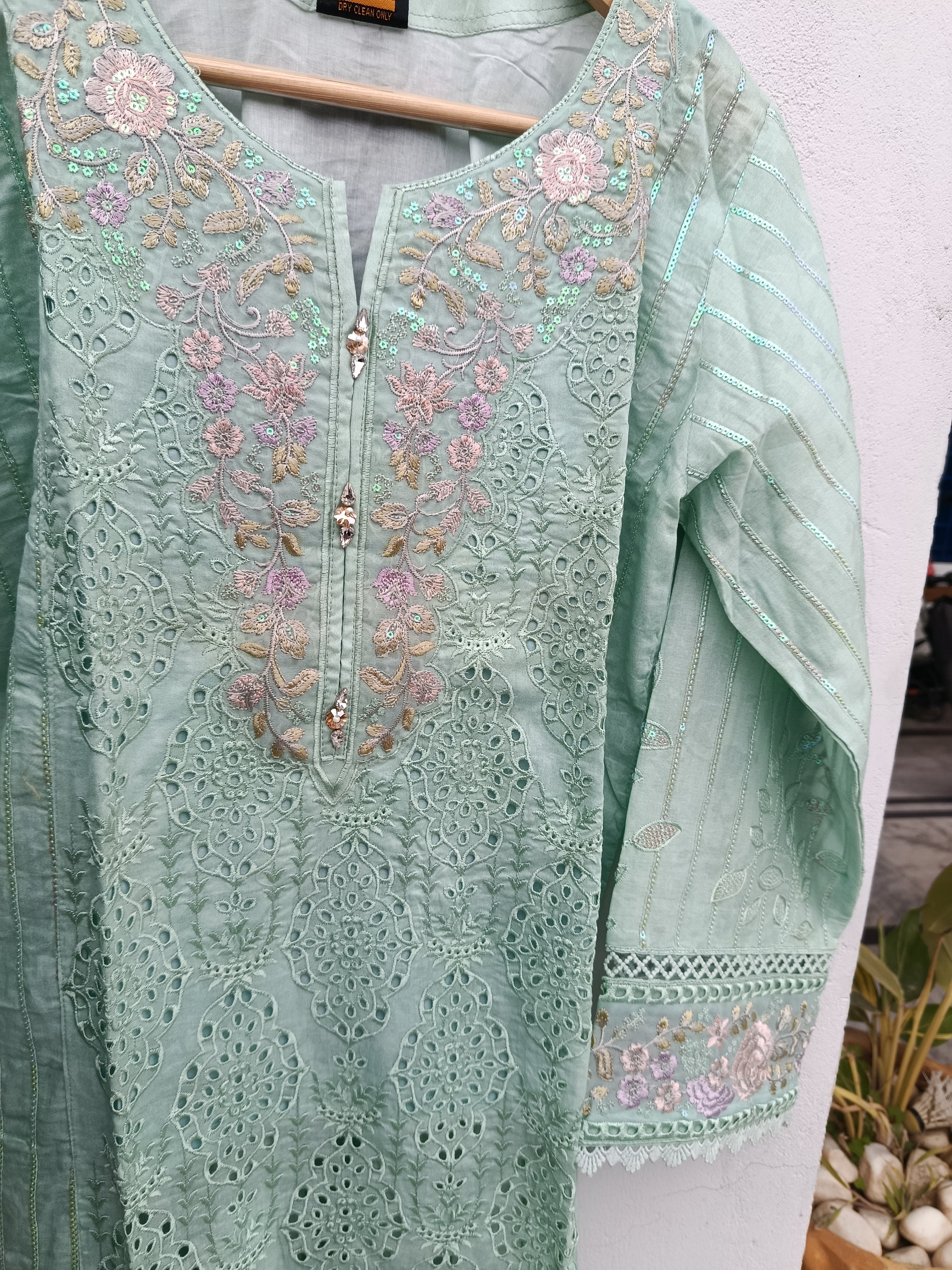 Chikankari embroidered 3 piece lawn
